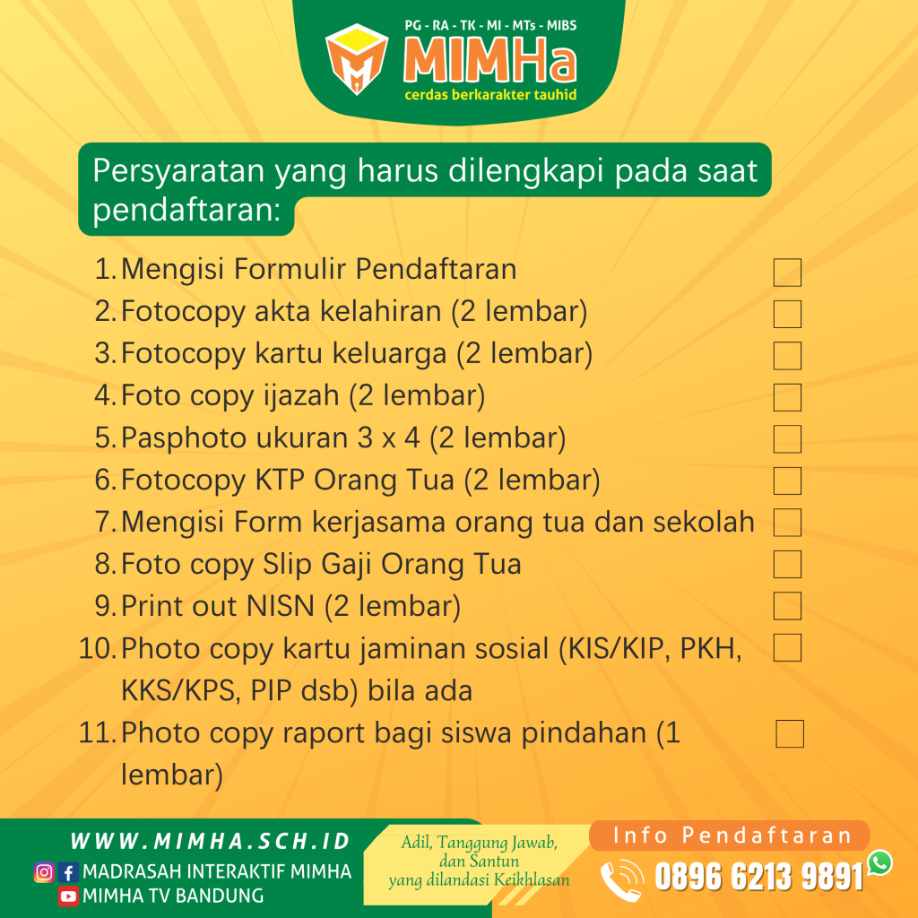 Biaya Masuk Sekolah Islam MIMHa
