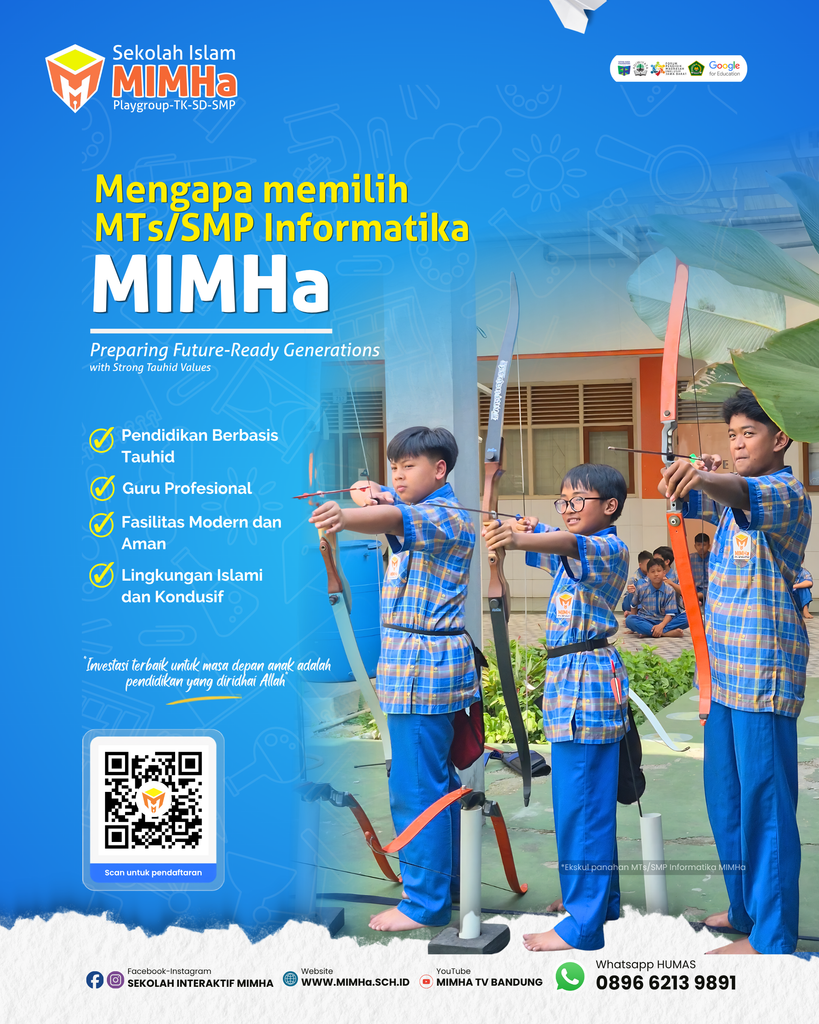 Siswa MTs SMP Informatika MIMHa Bandung mengikuti kegiatan ekstrakurikuler panahan.